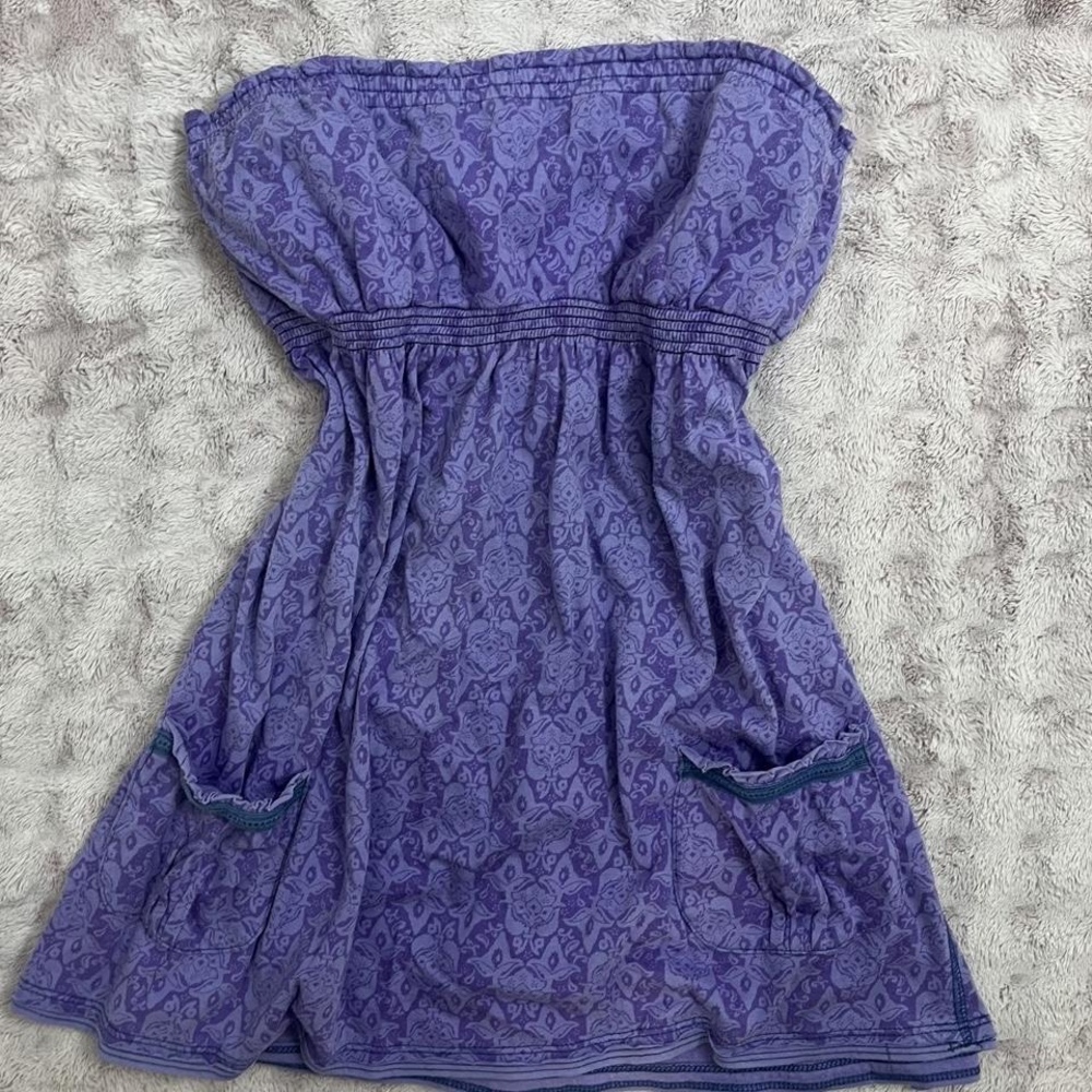 Vintage y2k purple floral bluenotes babydoll tube top with cute pockets
